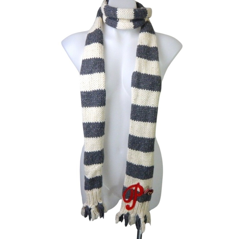 Victoria's Secret Pink Vintage Y2K Scarf Angora Blend Striped Pins Logo 2007